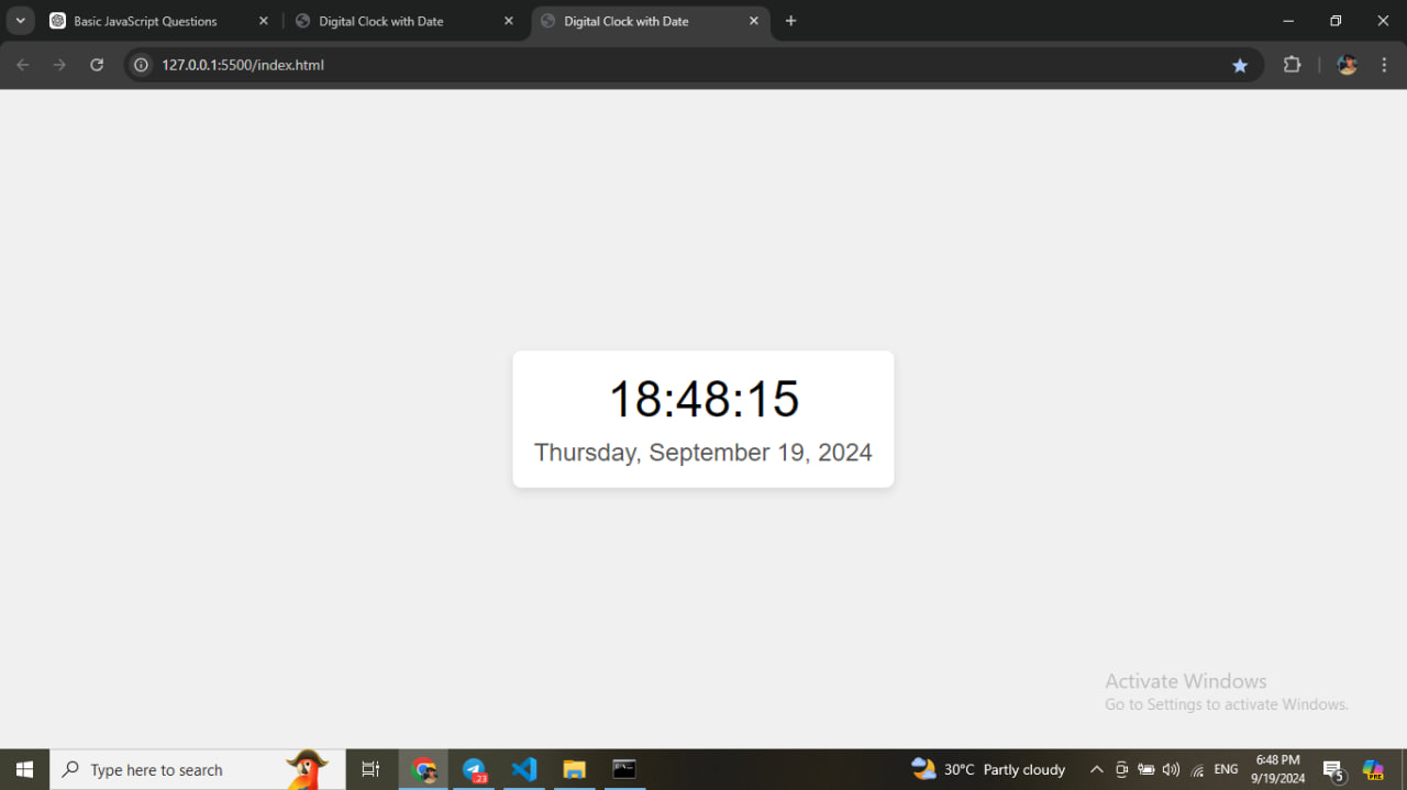Digital clock with date